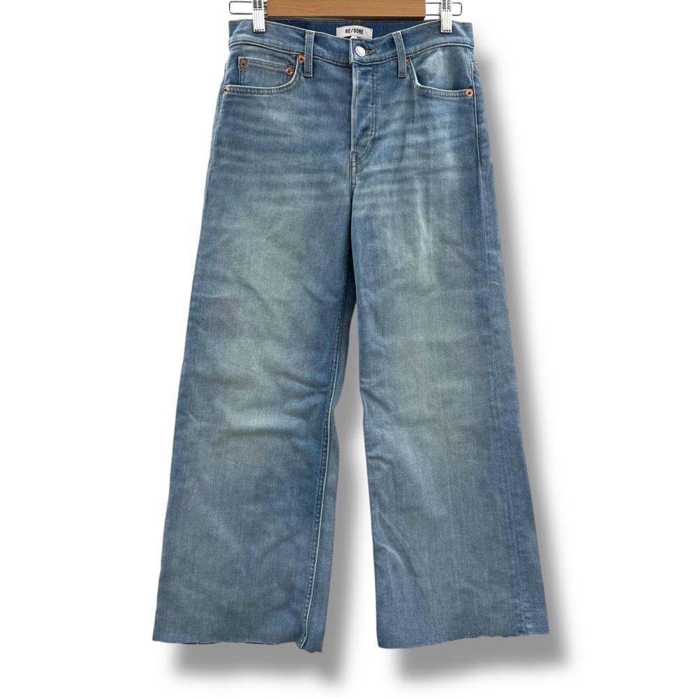 Re/Done NWT Marea Cropped Jeans Women’s Size 26 Wide Leg Mid‎ Rise Light Wash - Picture 2 of 13